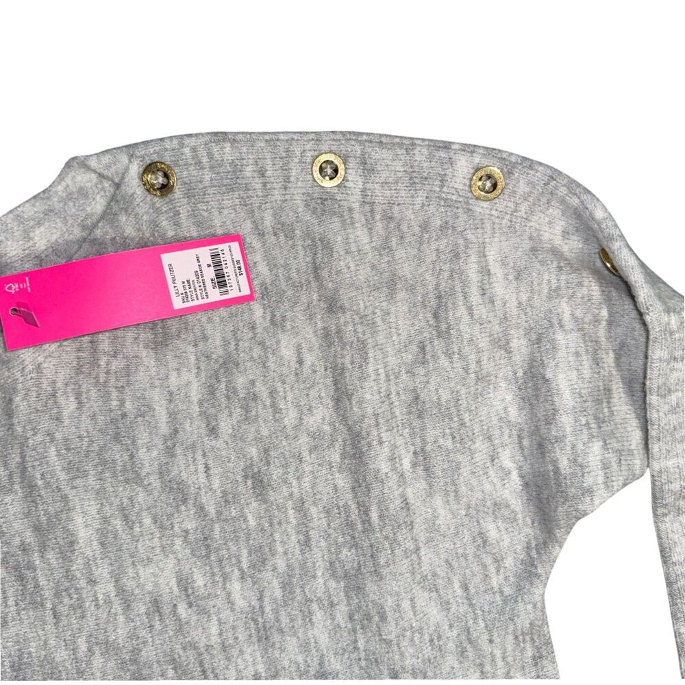 NWT Lilly Pulitzer Arna Buttoned Longline Sweater - Seaside Grey, Size M - Picture 6 of 8